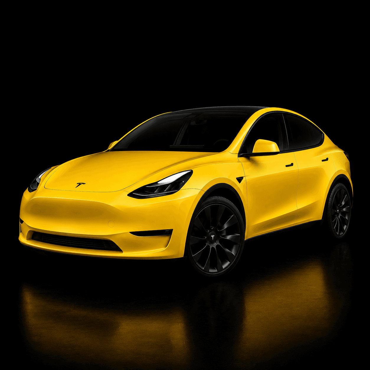 Yellow Tesla Model Y, the $MY brand render